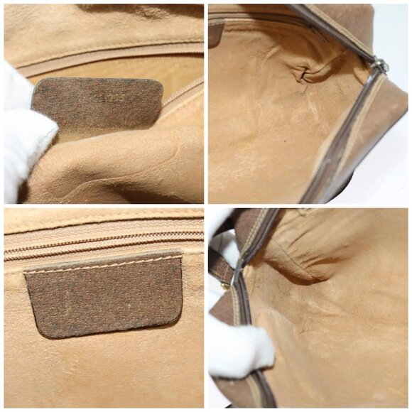 GUCCI GG Supreme Web Sherry Line Shoulder Bag PVC Beige - Picture 15 of 16